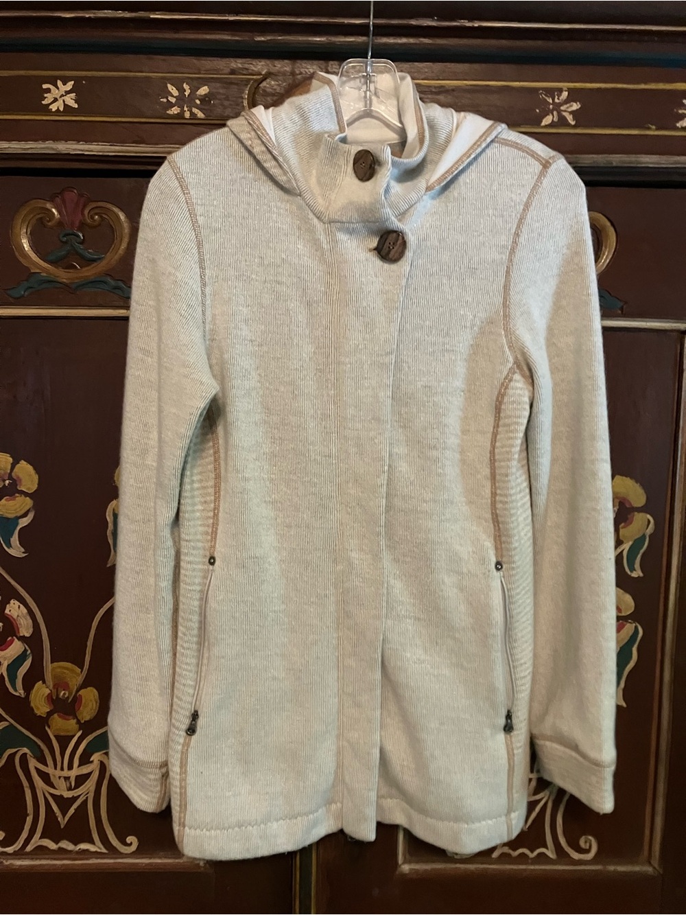 Prana Breathe Hooded Knit Jacket with Button Detail